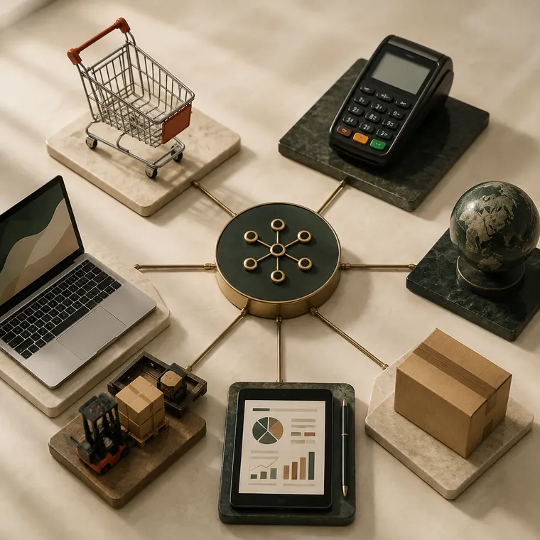 Commerce, payment, logistics, and business tools connected through one hub